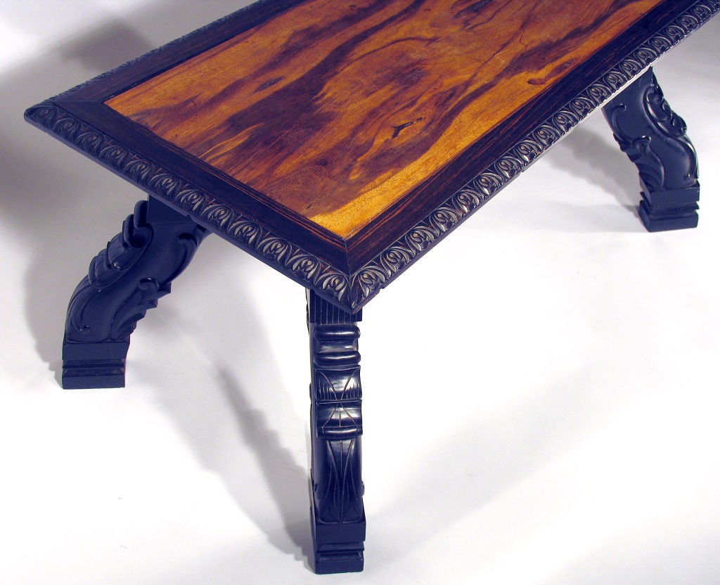 Rare Anglo-Indian Calamander Wood & Ebony Low Table For Sale 2