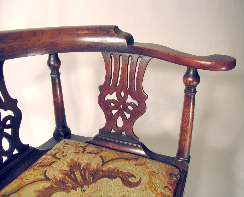 English Provincial Walnut Corner Chair