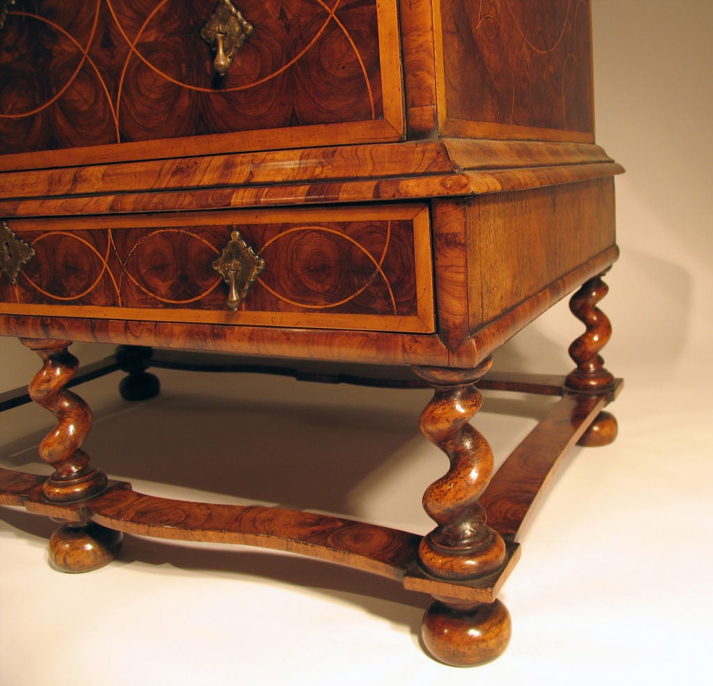 English Oyster Veneer Olivewood Chest on Stand For Sale 4