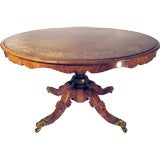 Very Fine English Victorian Walnut Marquetry Center Table