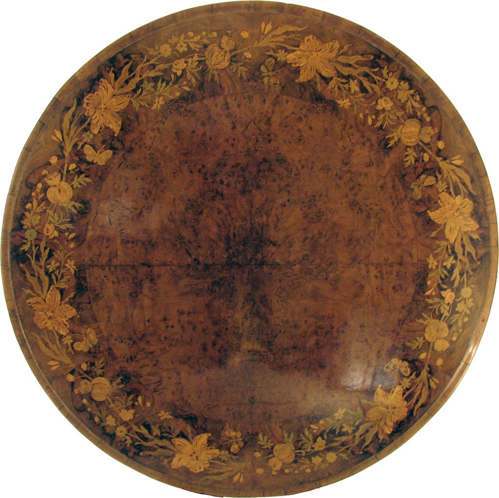 Very Fine English Victorian Walnut Marquetry Center Table