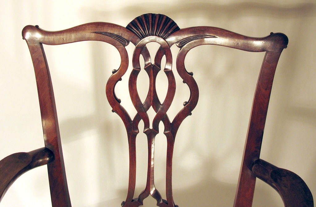 Pair of Irish Chippendale Mahogany Armchairs