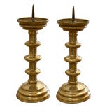 Antique A Pair of Late Gothic Brass Pricket Candlesticks