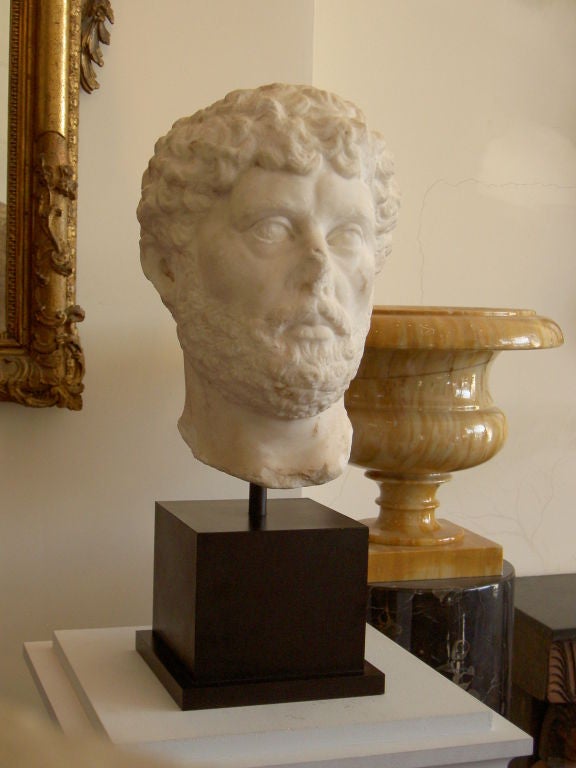 A Roman Egyptian Over Life-size Marble Head of a Man