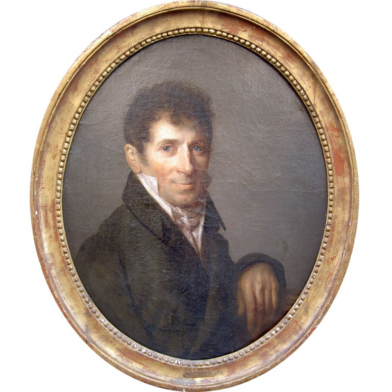 Neoclassic Oil Portrait, School of David 1748-1825 For Sale