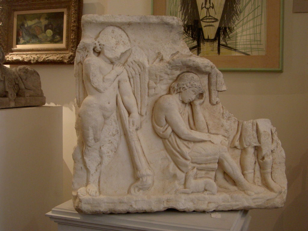 Roman Marble Sarcophagus Corner Fragment