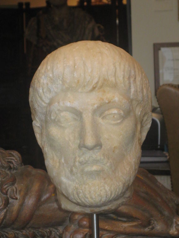 Roman Marble Portrait Head of a Senator In Good Condition For Sale In Los Angeles, CA