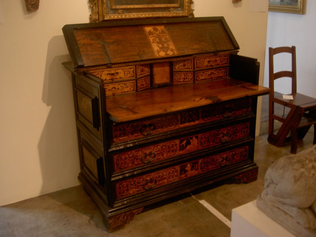 17th century Northern Italian Inlaid Writing Commode