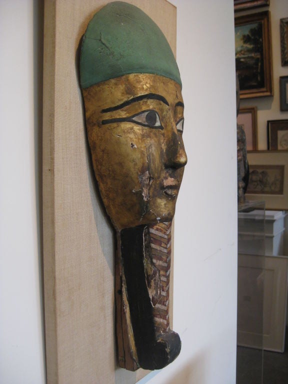 Male mummy mask with braided beard
