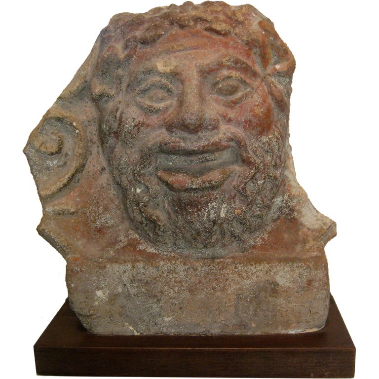 Etruscan Antefix, Head of a Bearded Man For Sale