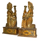 A Pair of Italian Altar Angels Holding Candlesticks