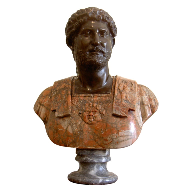 Grand Tour Portrait Bust of the Emperor Hadrian on Marble Column For Sale
