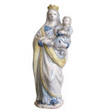 Antique French Provincial Glazed Earthenware Virgin and Child
