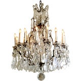 Cut-Glass Brass Chandelier in the Louis XV Style