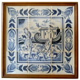 Dutch Delft Tile Picture of Noah and the Arc, 18th century