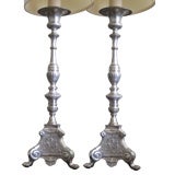 Pair of  Mexican Silver Plated Altar Candlesticks