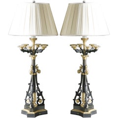 An Important Pair of Signed Galle Lamps
