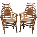 A Rare Pair of Bamboo Armchairs