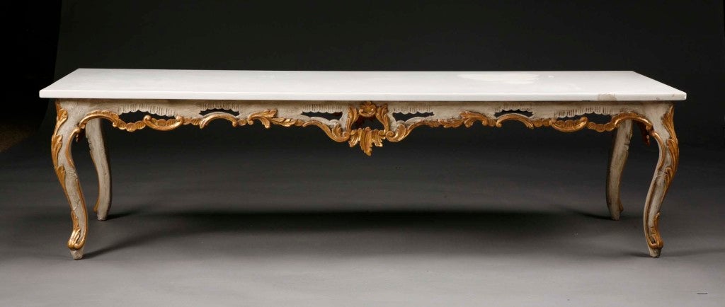 An Italian Painted and Gilded Rococco Style Coffee Table