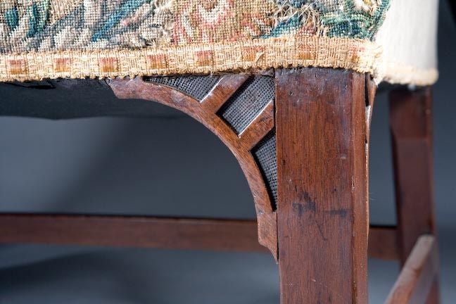 Needlepoint A Chippendale Camelback Settee