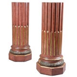 A Pair of Painted and Parcel Gilt Fluted Columns or Pedestals A Pair of Painted and Parcel Gilt Fluted Columns or Pedestals