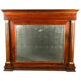 Antique A French Empire Walnut Overmantle Mirror