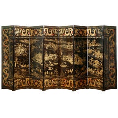 Black & Gold lacquer 8 panel screen