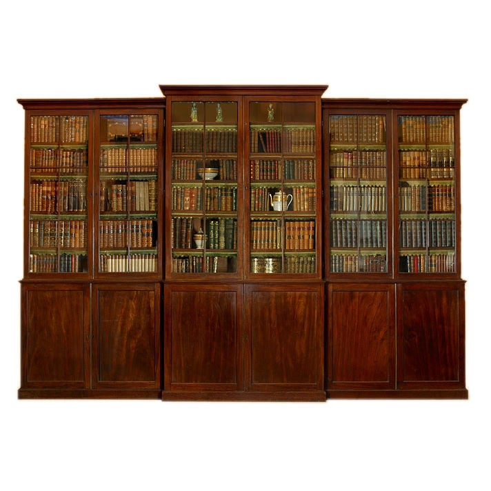 Large New York Mahogany Breakfront Bookcase