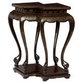 Chinese black and gold lacquer double pedestal