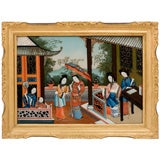 Chinese export reverse painting on glass
