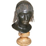 An unusual early 19th Century Italian Bronze and Alabaster head