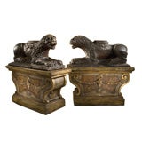 Rare Early 19th Century Pair of Italian Gesso Lions