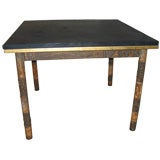 Wonderful Patinated Steel and Slate Low Table by Paul Evans