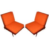 Pair of George Nakashima Spindle Back Armless Lounge Chairs