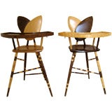 Pair of Curly Maple/Walnut High Chairs by Alphonse Mattias