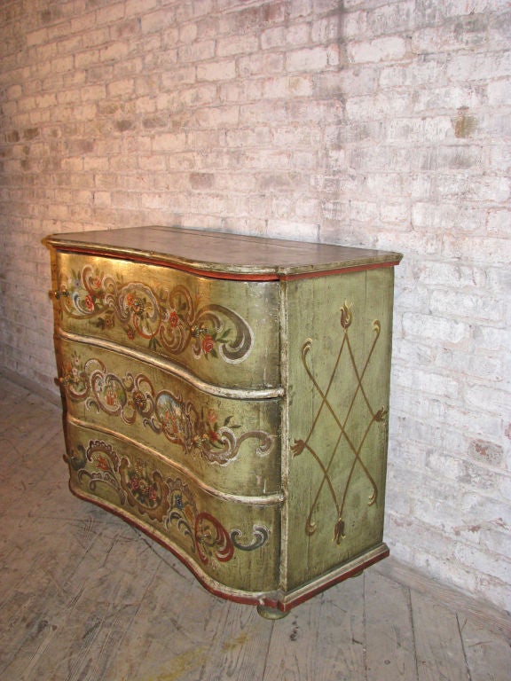 Painted 18th century Swiss Rococo Commode In Excellent Condition In Troy, NY