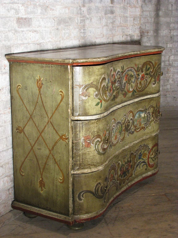 18th Century and Earlier Painted 18th century Swiss Rococo Commode