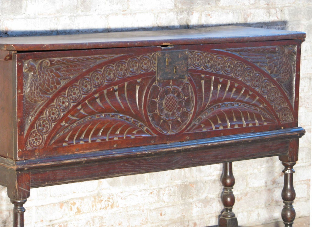 British Early English Oak Coffer on Stand For Sale