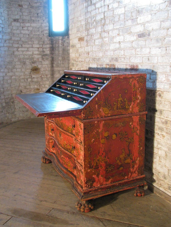 Italian Early 18th Century Venetian Baroque Chinoiserie Painted Desk or Commode