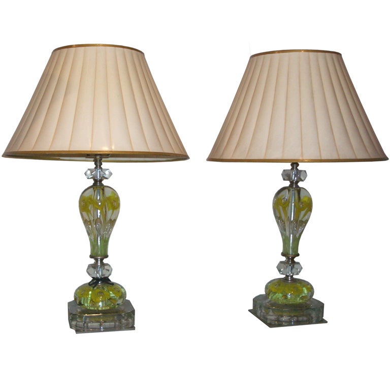 Pair of American glass lamps