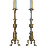 Pair of Tall Brass Candlesticks