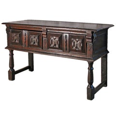 Early English Jacobean 17th Century Oak Sideboard or Low Dresser