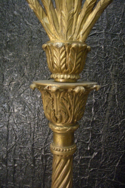 ltalian Monumental Neoclassical Gilt Wood Seven Lght Torchere or Menorah In Good Condition For Sale In Troy, NY