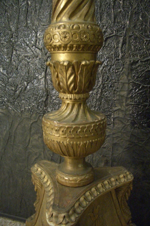 ltalian Monumental Neoclassical Gilt Wood Seven Lght Torchere or Menorah For Sale 1