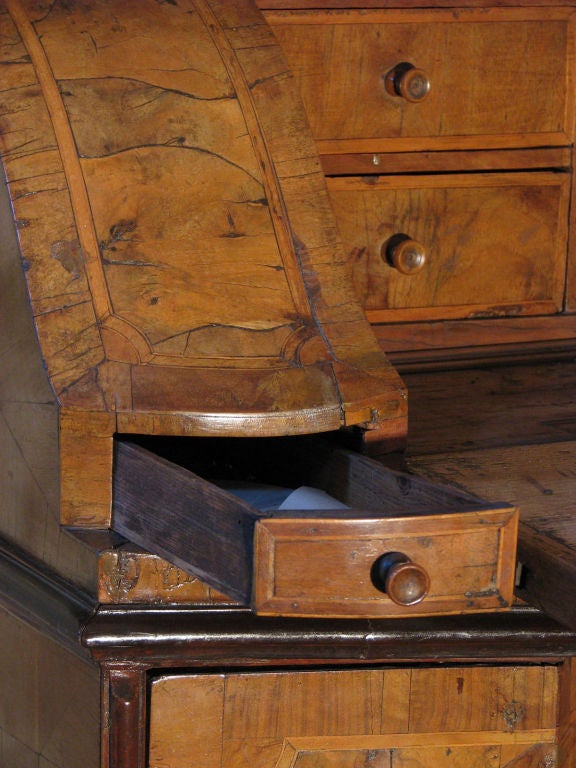 18th Century Italian early 18th century Baroque Walnut Secretary-Bookcase For Sale
