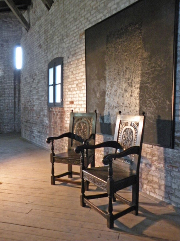 Jacobean Pair of Early English Oak Wainscot Chairs