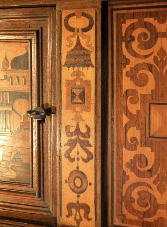 Inlay Alpine 19th century Baroque revival Inlaid Dressoir Cabinet For Sale