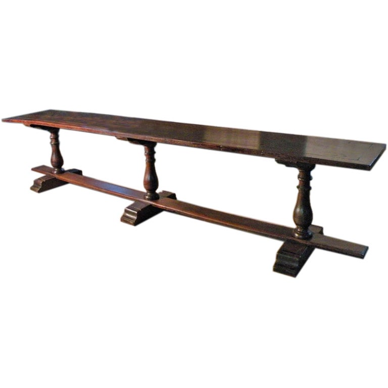 17th Century Italian Baroque Walnut Trestle Table