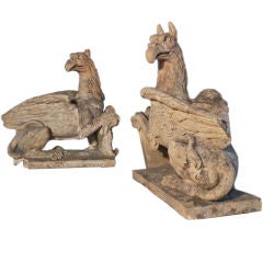 Pair of large terra cotta Griffins