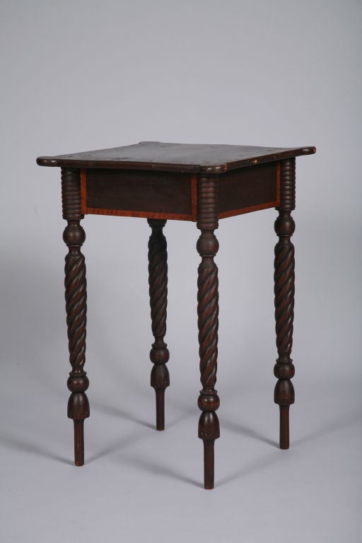 19th Century Federal Painted and Inlaid Stand with Twist-turned Legs For Sale